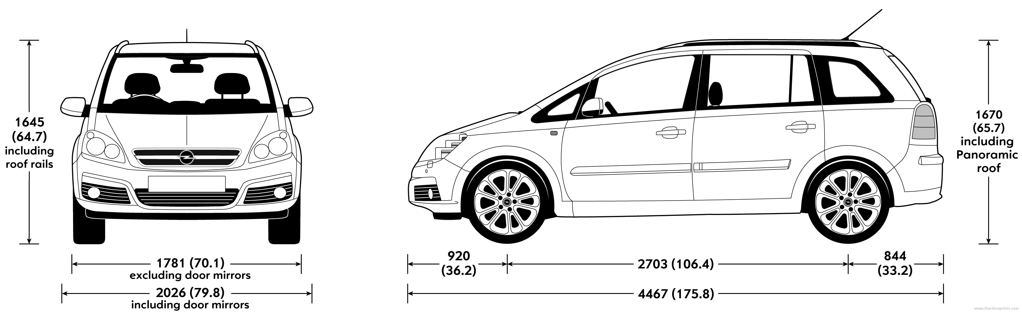 Opel zafira b размеры